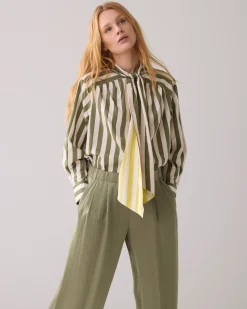 Discount Blouse with bow in contrast Blusen