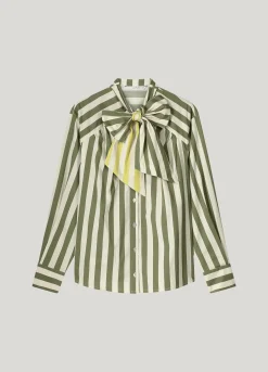 Discount Blouse with bow in contrast Blusen