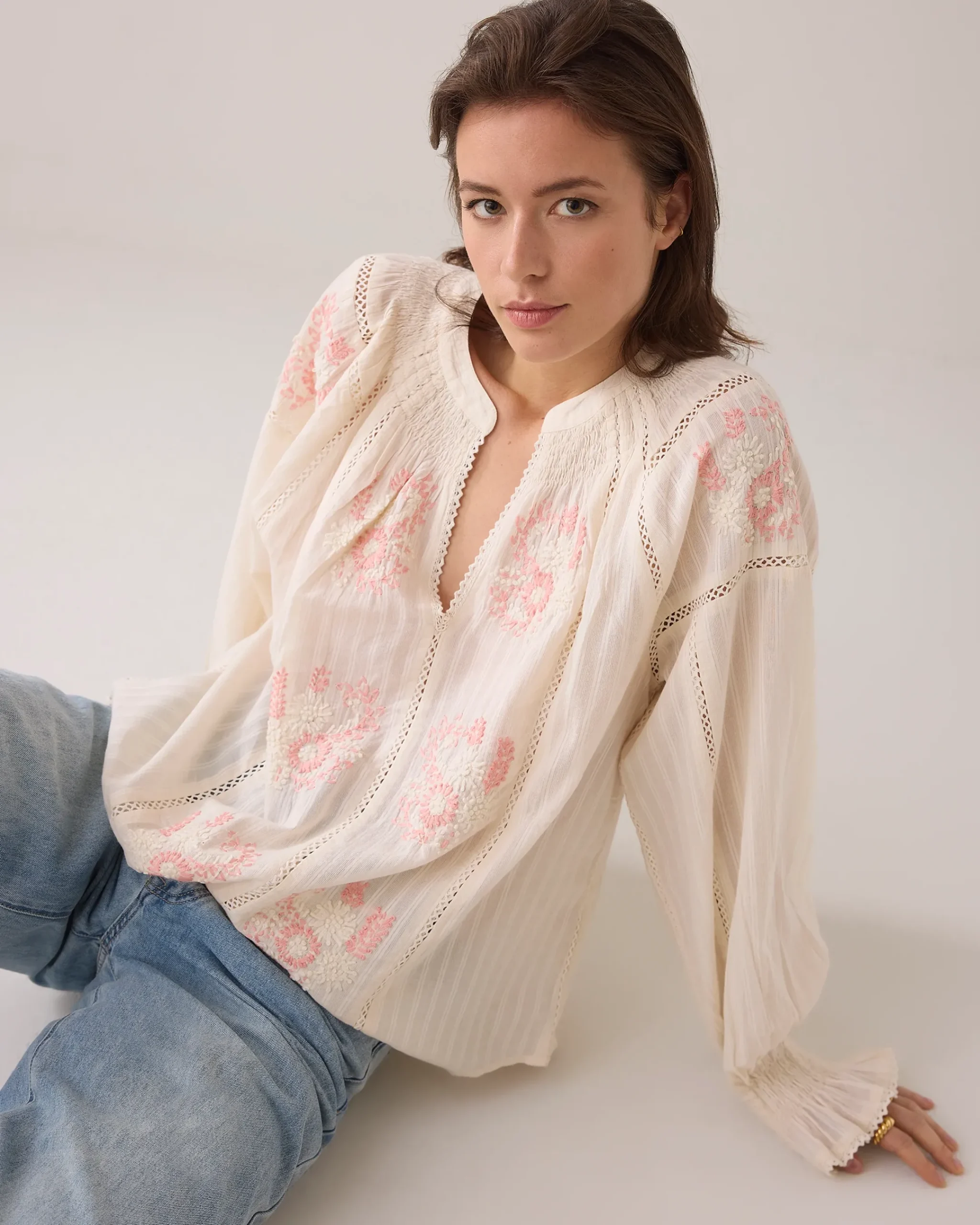 Fashion Bohemian blouse with flowers Oberteile & T-shirts