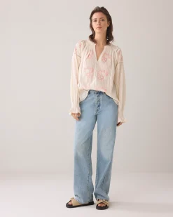 Fashion Bohemian blouse with flowers Oberteile & T-shirts