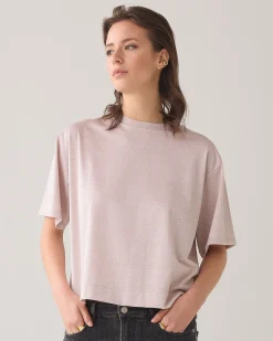Outlet Boxy top in lurex jersey Oberteile & T-shirts