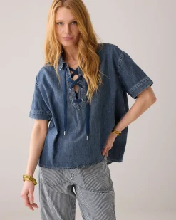 Clearance Denim top with lacing Oberteile & T-shirts