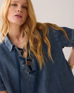 Clearance Denim top with lacing Oberteile & T-shirts