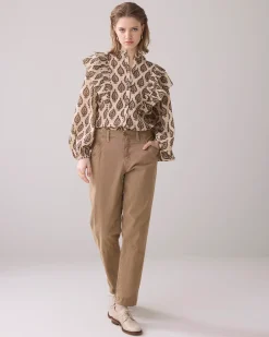 Discount English embroidery blouse with ruffles Blusen