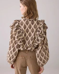 Discount English embroidery blouse with ruffles Blusen