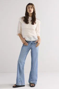 Discount English embroidery top Oberteile & T-shirts