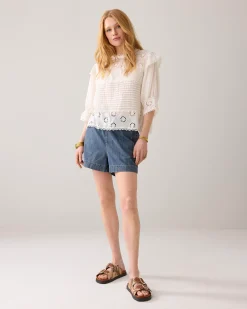 Discount English embroidery top Oberteile & T-shirts