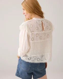 Discount English embroidery top Oberteile & T-shirts