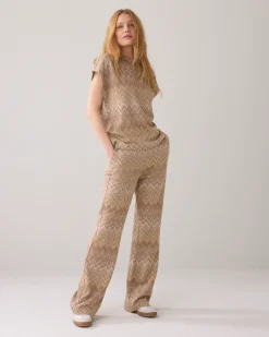 Discount Flared trousers in zigzag jacquard Hosen & Jumpsuits