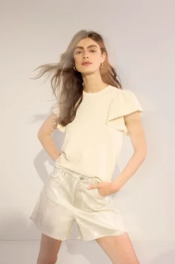 Fashion Flounce sleeve fine-knit top Oberteile & T-shirts