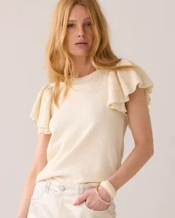 Fashion Flounce sleeve fine-knit top Oberteile & T-shirts