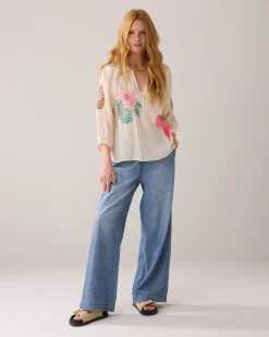 Outlet Glanzende A-lijn top Oberteile & T-shirts