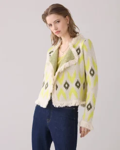 Outlet Knitted jacket with ikat jacquard Pullover & Westen