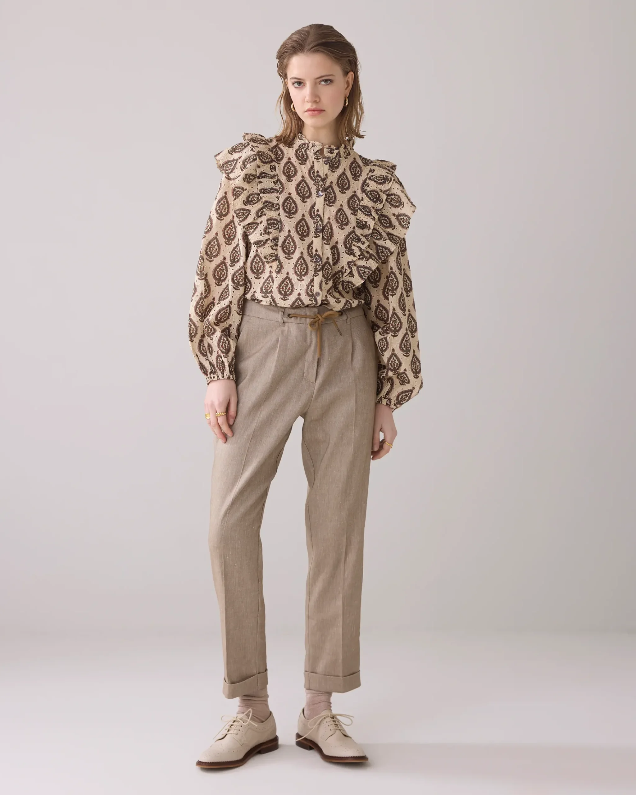 Online Linen-look trousers with turn-ups Hosen & Jumpsuits