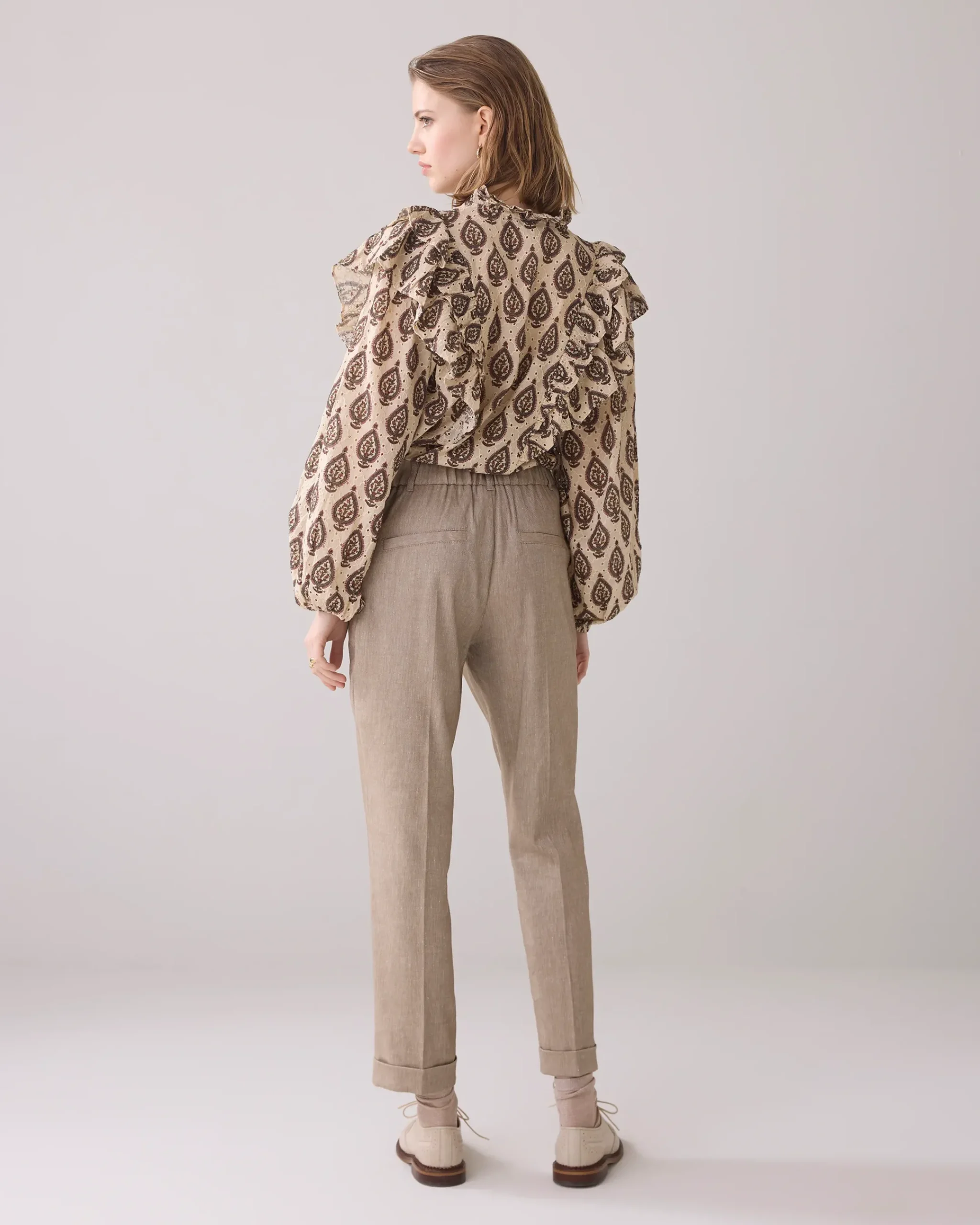 Online Linen-look trousers with turn-ups Hosen & Jumpsuits