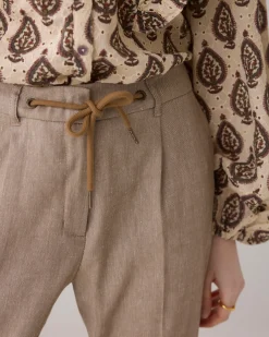Online Linen-look trousers with turn-ups Hosen & Jumpsuits