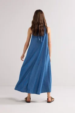 Clearance Long denim halter dress Kleider