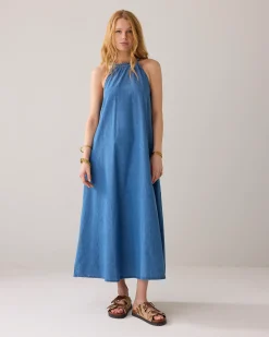Clearance Long denim halter dress Kleider