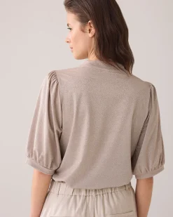 Discount Lurex top with puffed sleeves Oberteile & T-shirts