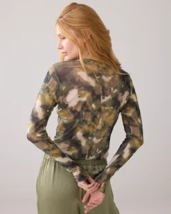Hot Mesh top with camouflage print Oberteile & T-shirts
