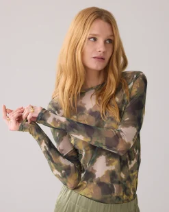 Hot Mesh top with camouflage print Oberteile & T-shirts