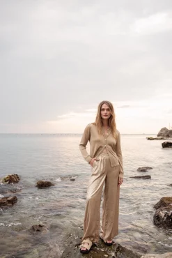 Discount Metallic wide-leg trousers Hosen & Jumpsuits