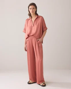 Sale Satin-look trousers with wide legs Hosen & Jumpsuits