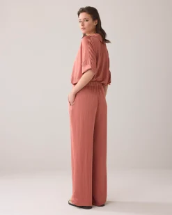 Sale Satin-look trousers with wide legs Hosen & Jumpsuits