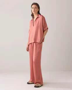 Fashion Shiny top with V slit Oberteile & T-shirts