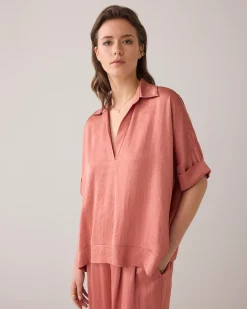 Fashion Shiny top with V slit Oberteile & T-shirts