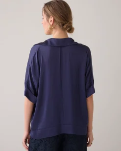 Best Shiny top with V slit Oberteile & T-shirts