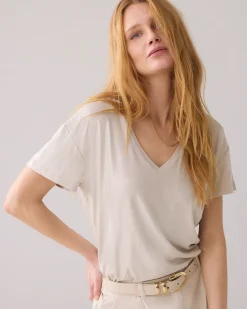 Outlet Shiny V-neck top Oberteile & T-shirts