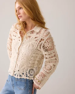 Fashion Short crochet cardigan Blusen
