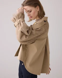 Outlet Short trench coat with mesh sleeves Jacken|Blazer & Jacken