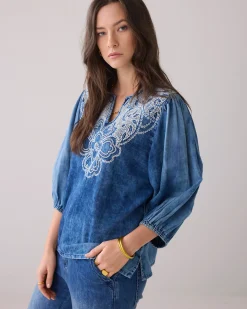 Fashion Stone-wash denim top Oberteile & T-shirts