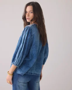 Fashion Stone-wash denim top Oberteile & T-shirts