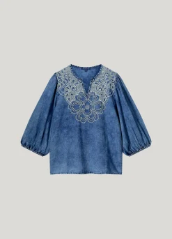 Fashion Stone-wash denim top Oberteile & T-shirts