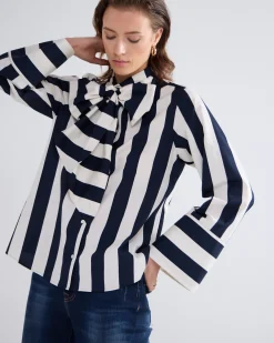 Outlet Striped blouse with bow Basics|Blusen