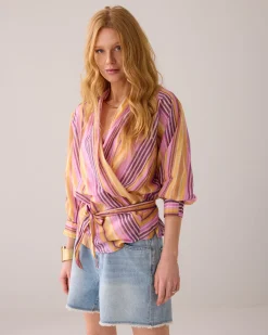 Fashion Striped wrap-around blouse Oberteile & T-shirts