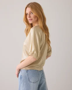 Hot Top in metallic jersey Oberteile & T-shirts