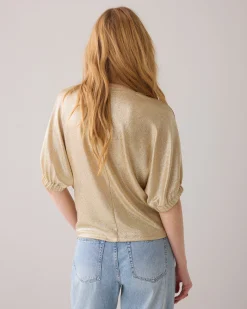 Hot Top in metallic jersey Oberteile & T-shirts