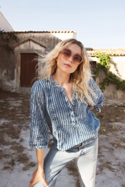 Fashion Top in striped denim Oberteile & T-shirts