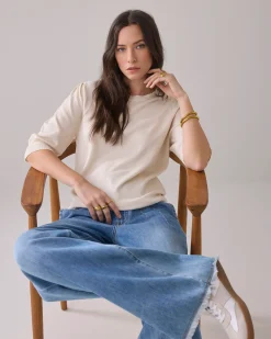 Outlet Top with puffed sleeves Basics|Oberteile & T-shirts