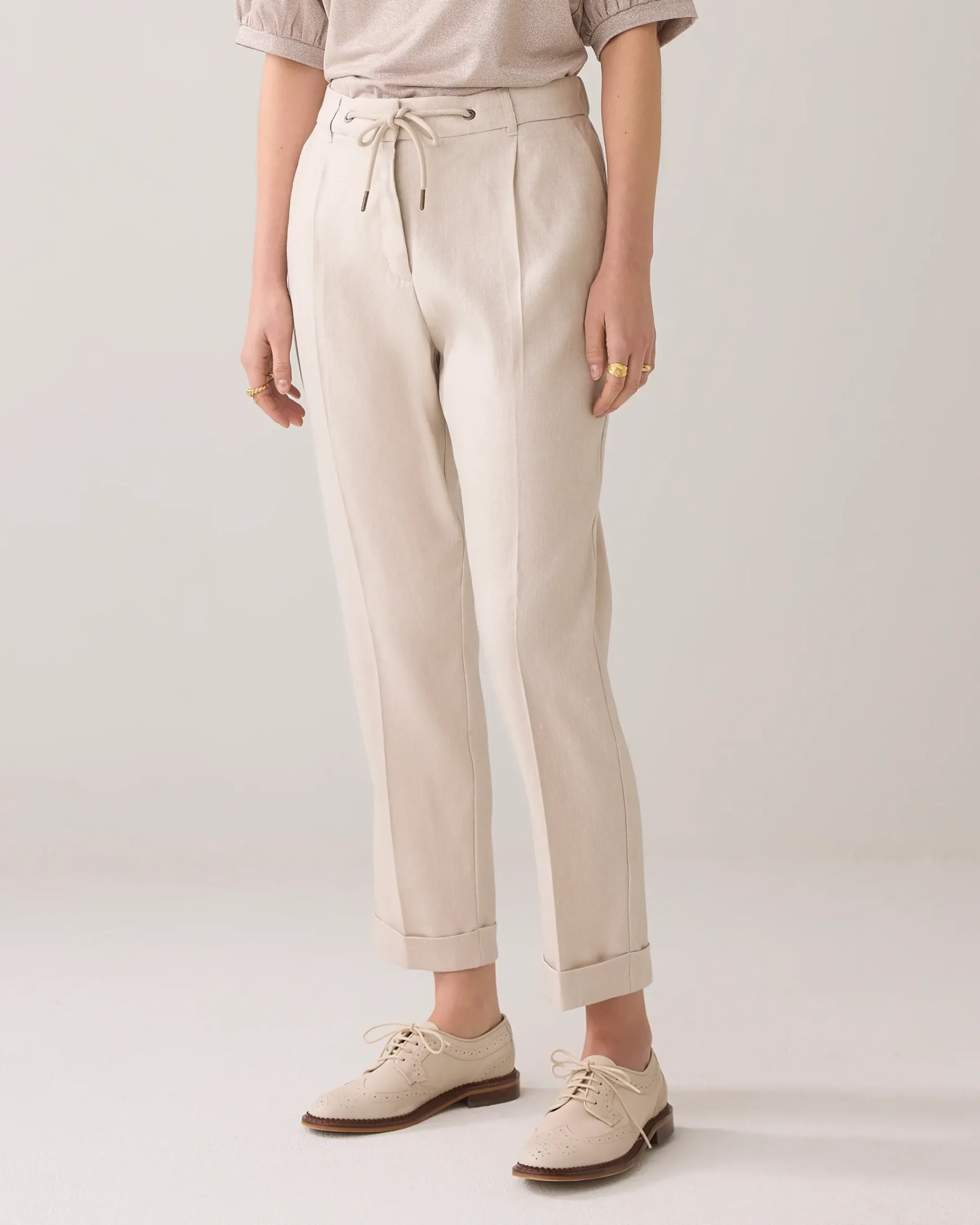 Online Trousers in linen-blend with turn-ups Hosen & Jumpsuits