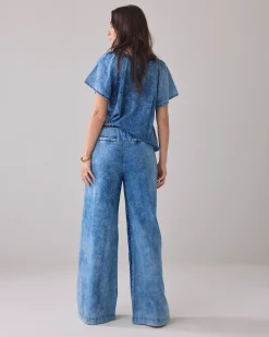 Online Wide trousers with fabric belt Basics|Jeans